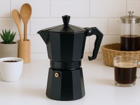 Cafetera italiana negra 6 pocillos
